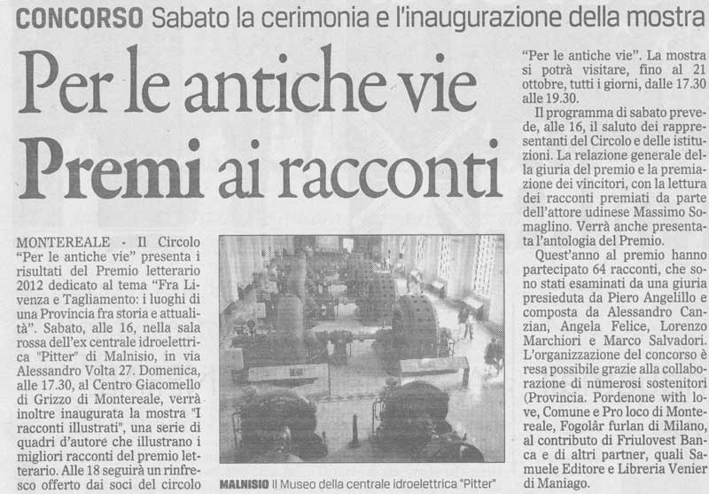 Al momento stai visualizzando Rassegna stampa Premio “Per le antiche vie”