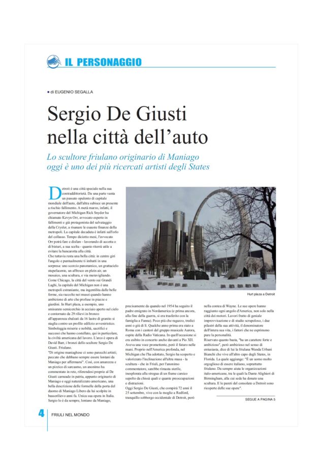 Scopri di più sull'articolo su Sergio De Giusti – Friuli nel mondo marzo/aprile 2013