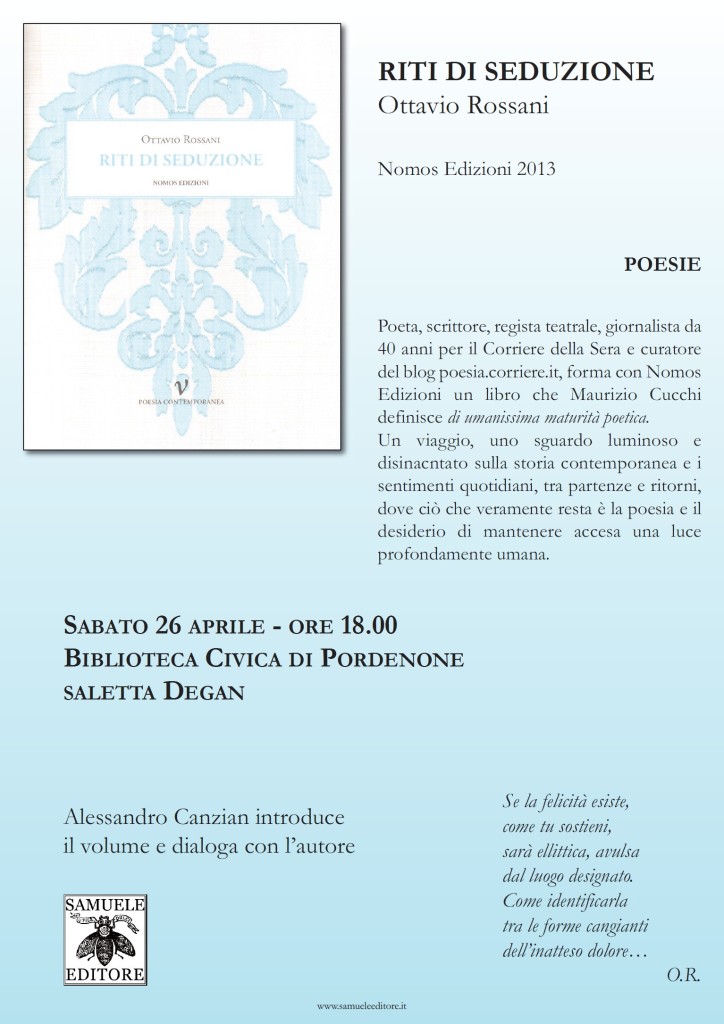 Scopri di più sull'articolo Riti di seduzione, Ottavio Rossani – 26 aprile