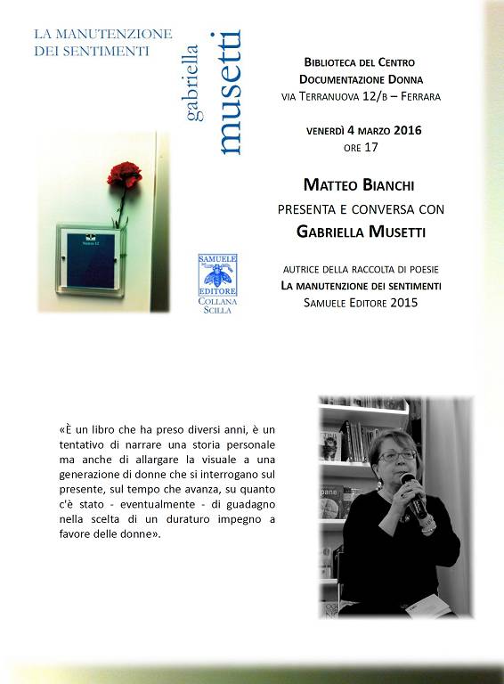 Al momento stai visualizzando Gabriella Musetti a Ferrara – 4 marzo