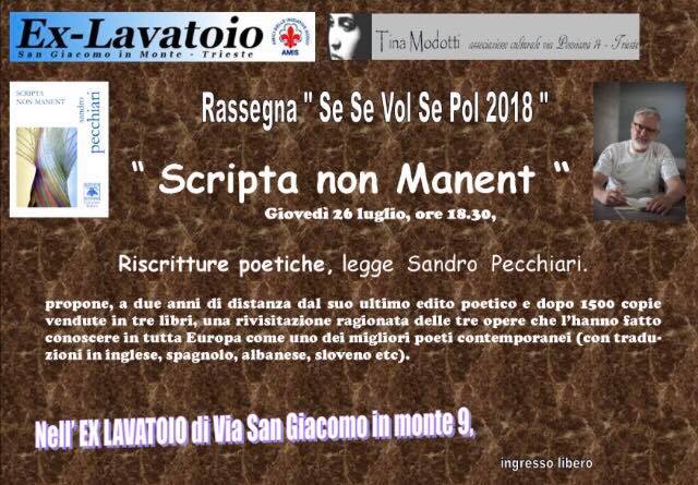 Al momento stai visualizzando Scripta non manent all’ex lavatoio di Trieste – 26 luglio