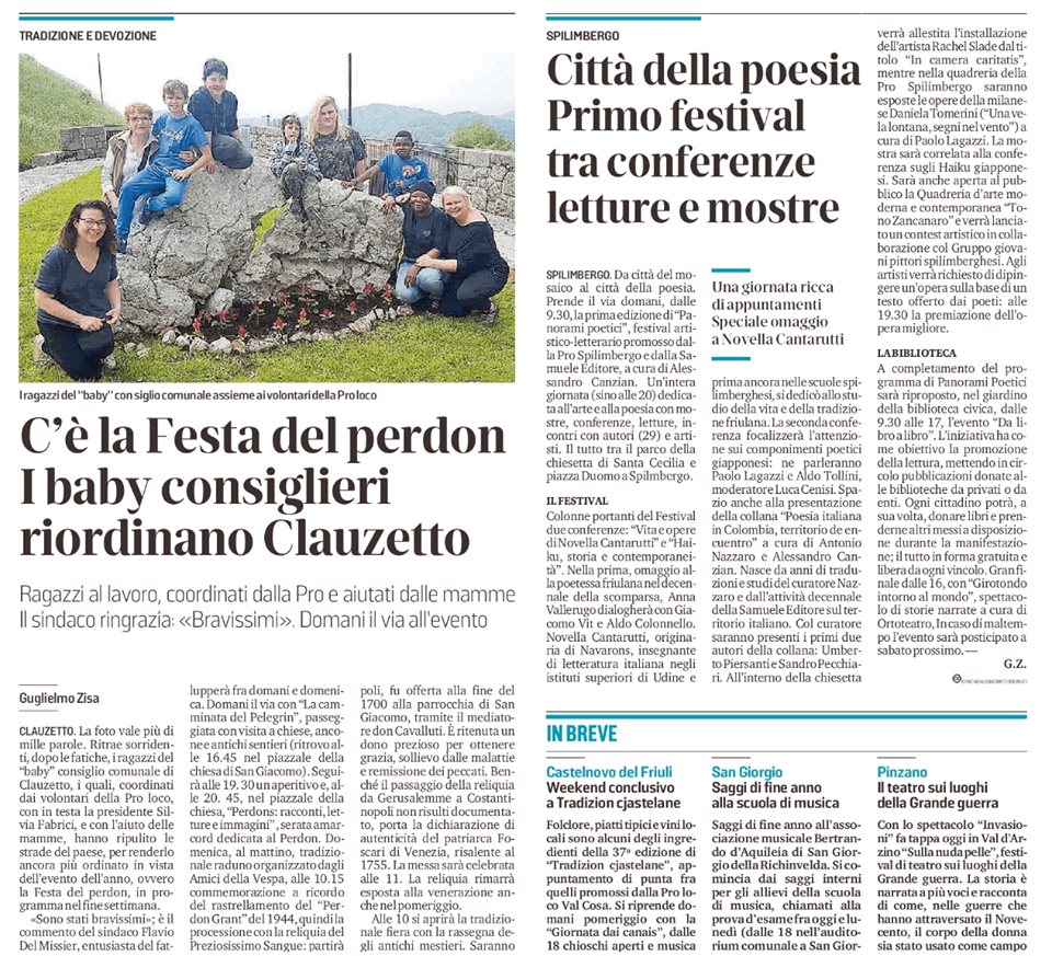 Scopri di più sull'articolo dal Messaggero Veneto del 31 maggio