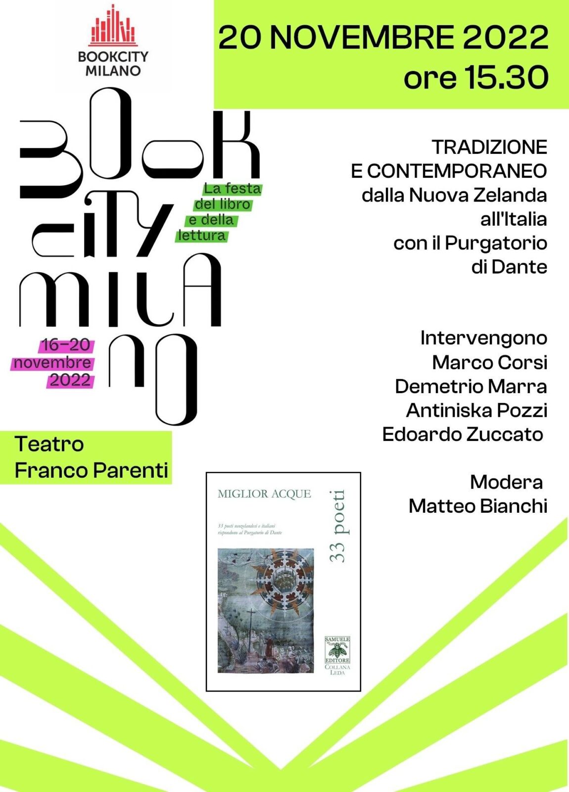 Al momento stai visualizzando Bookcity Milano 2022: Tradizione e contemporaneo: dalla Nuova Zelanda all’Italia con il Purgatorio di Dante – 20 novembre