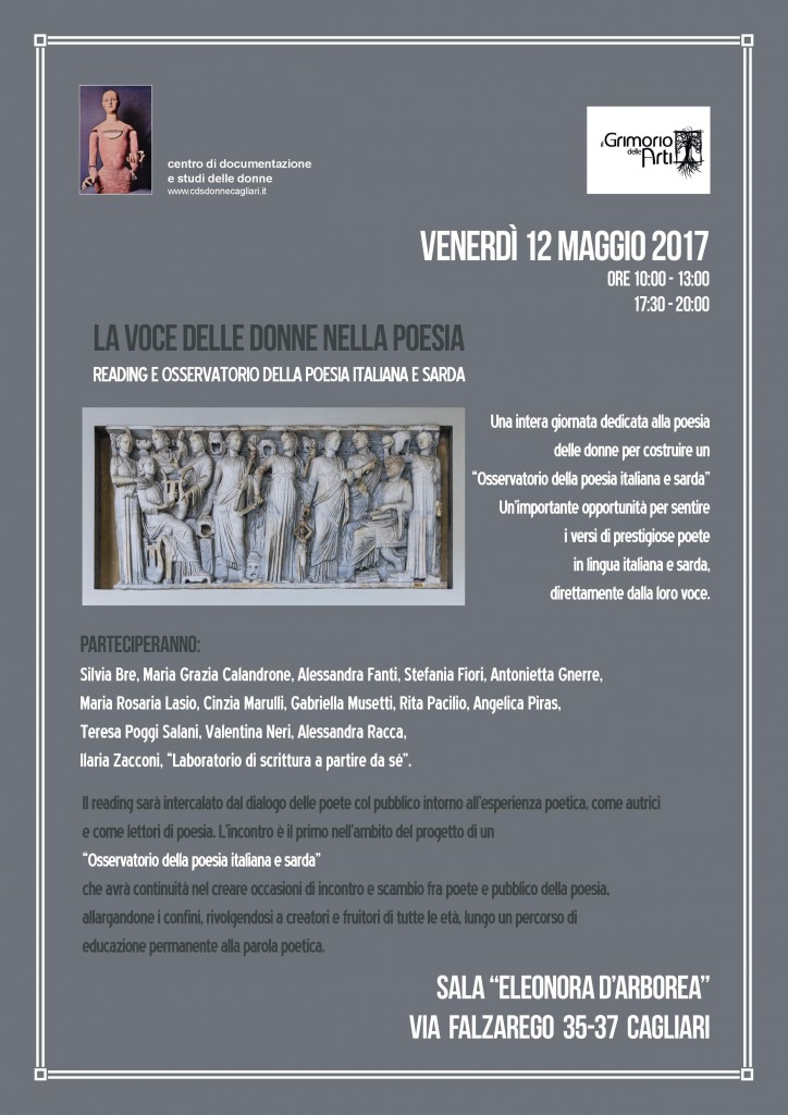 Al momento stai visualizzando LA VOCE DELLE DONNE NELLA POESIA – Cagliari 12 maggio