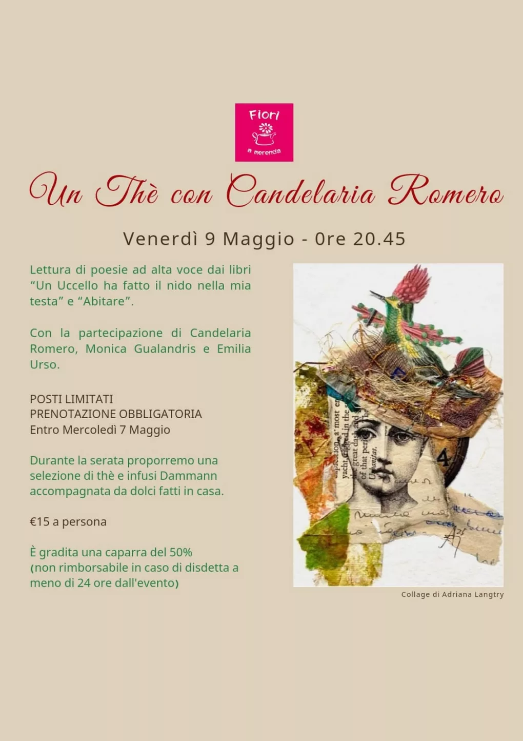 Scopri di più sull'articolo Fiori a merenda: Un Thè con Candelaria Romero – 9 maggio