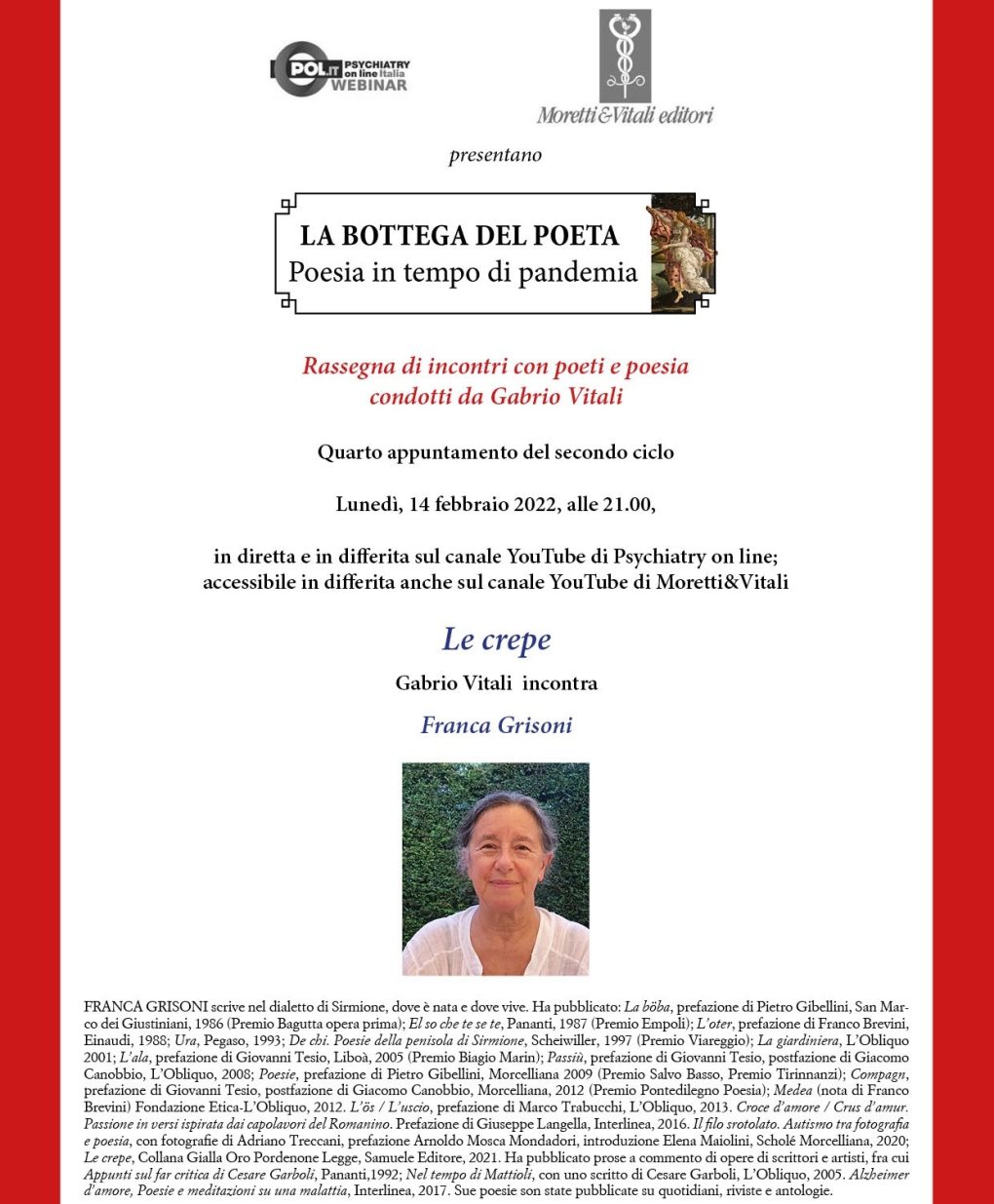 Scopri di più sull'articolo Le crepe a LA BOTTEGA DEL POETA – 14 febbraio