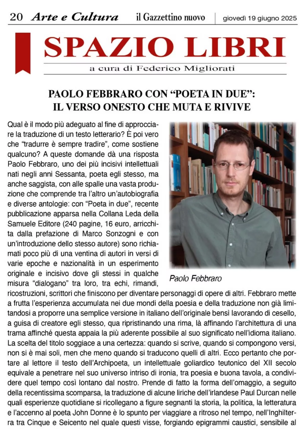 Scopri di più sull'articolo Poeta in due su Il Gazzettino Nuovo