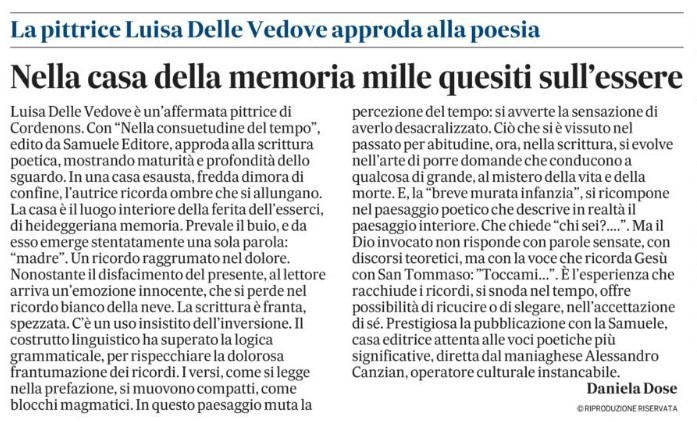 Al momento stai visualizzando Nella consuetudine del tempo ne Il Gazzettino dell’11 giugno