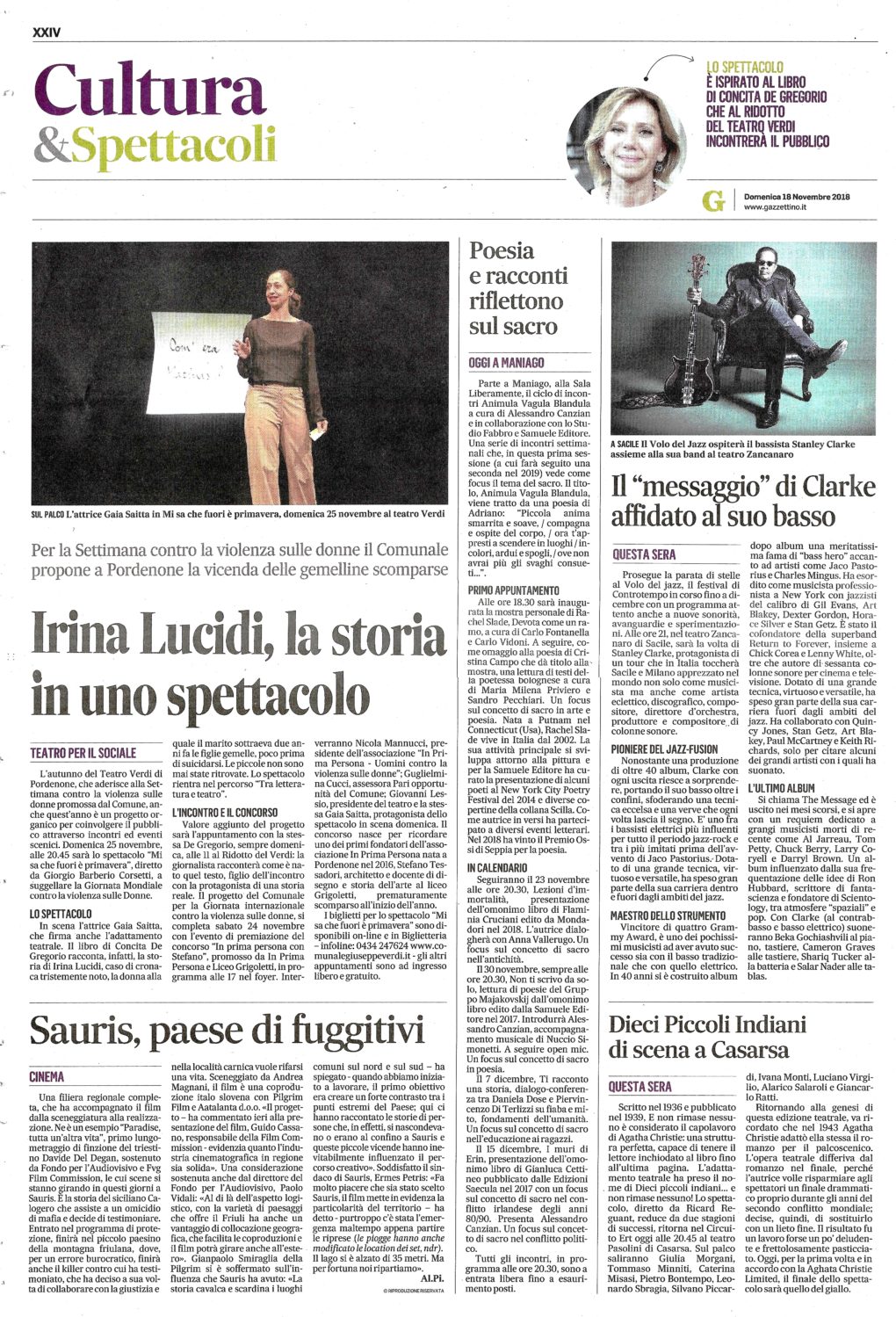 Scopri di più sull'articolo dal Gazzettino del 18 novembre