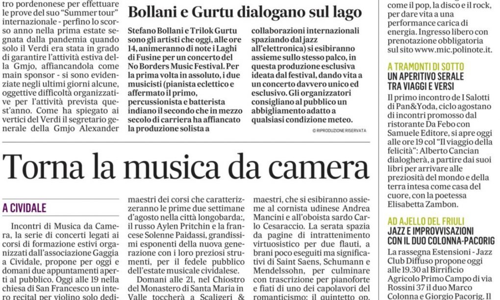 Scopri di più sull'articolo dal Gazzettino del 1 agosto