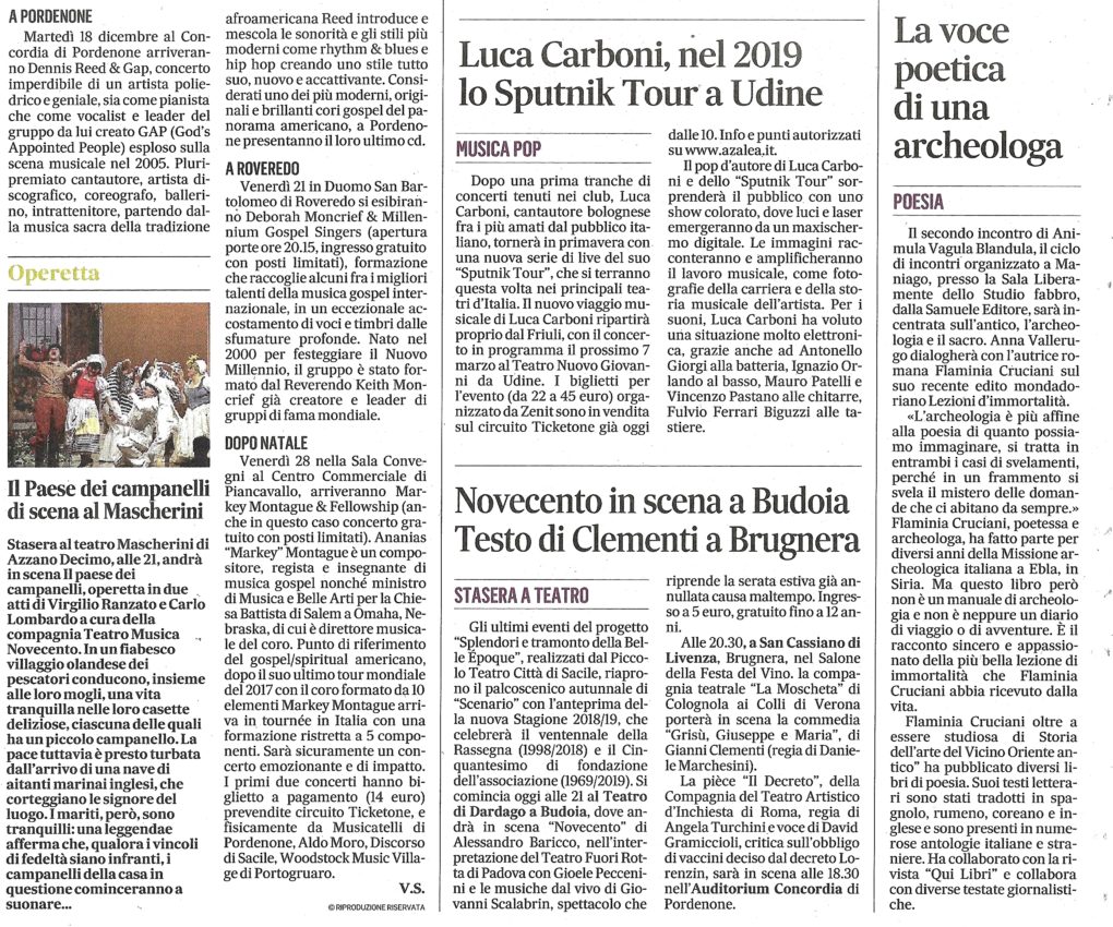 Scopri di più sull'articolo dal Gazzettino del 23 novembre