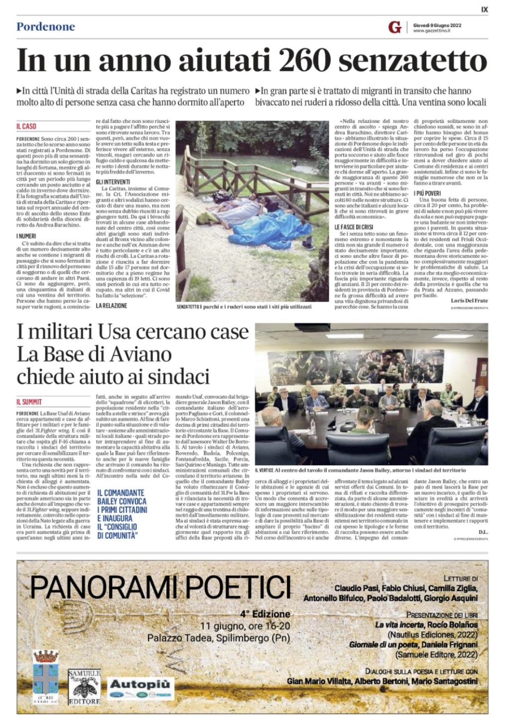 Scopri di più sull'articolo Panorami Poetici 2022 sul Gazzettino del 9 giugno