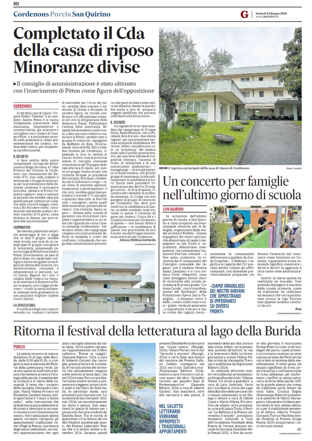 Scopri di più sull'articolo dal Gazzettino del 13 giugno