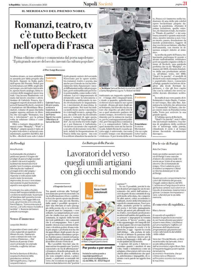 L’ora del mondo su La Repubblica del 25 novembre