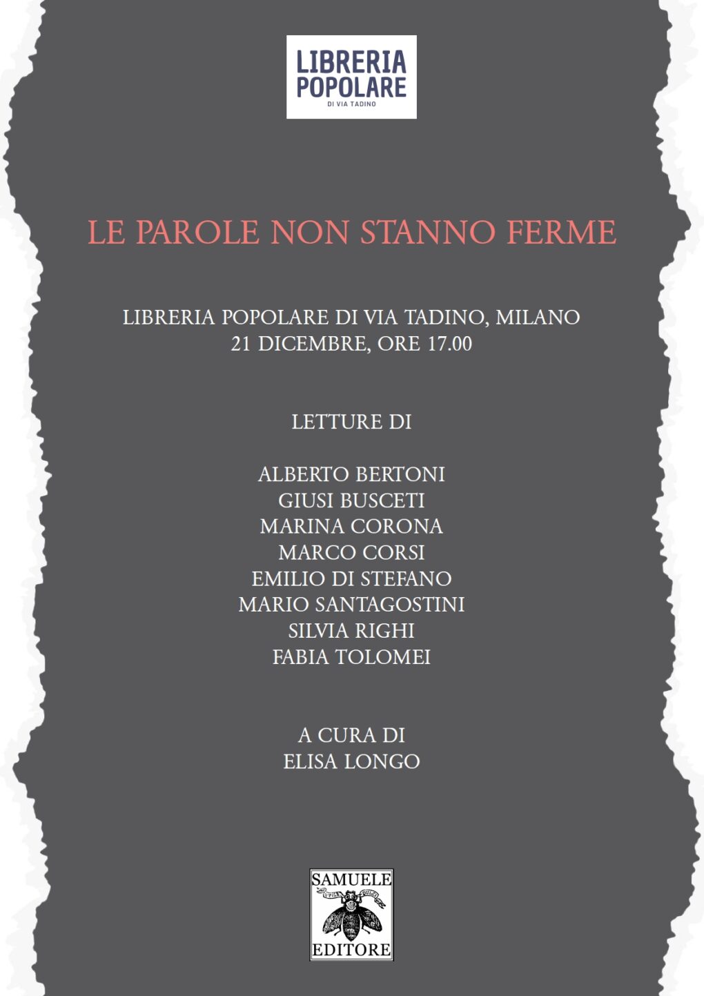 Scopri di più sull'articolo Le parole non stanno ferme – Milano 21 dicembre