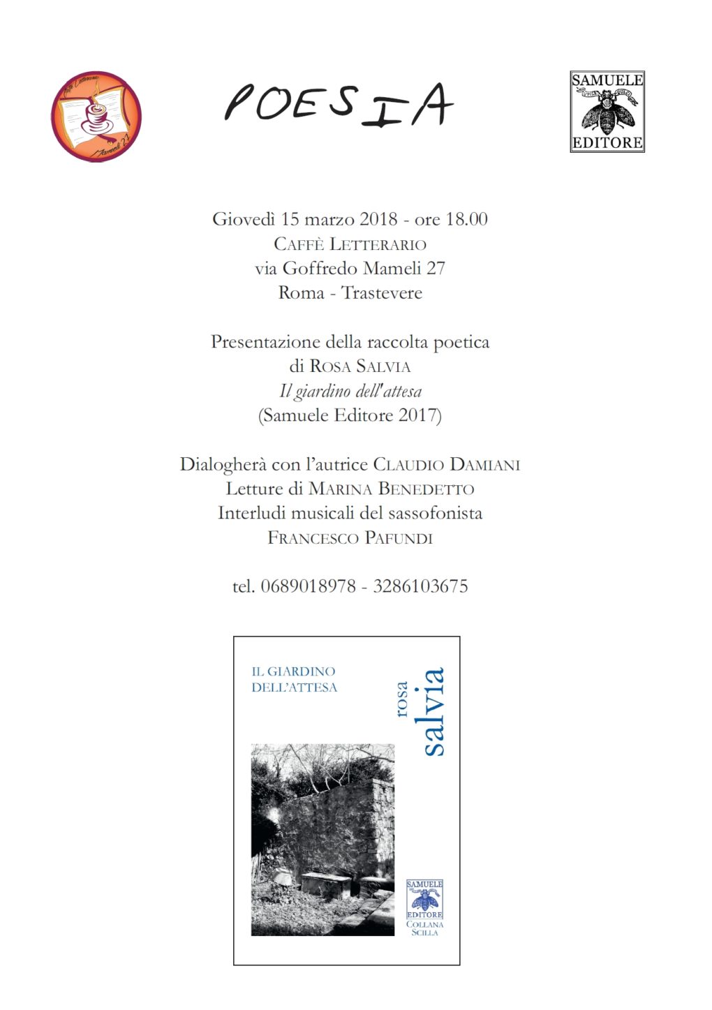 Scopri di più sull'articolo Claudio Damiani presenta “Il giardino dell’attesa” – Roma, 15 marzo