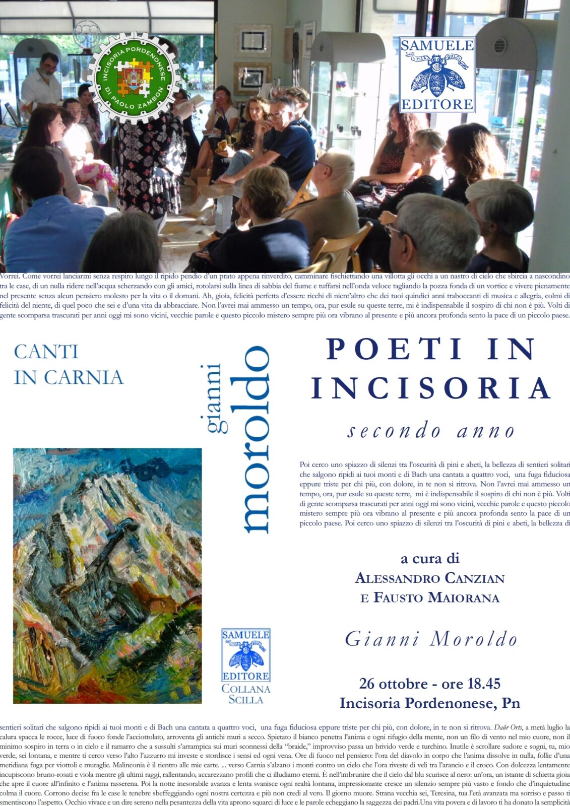 Al momento stai visualizzando Poeti in incisoria: Gianni Moroldo – 26 ottobre