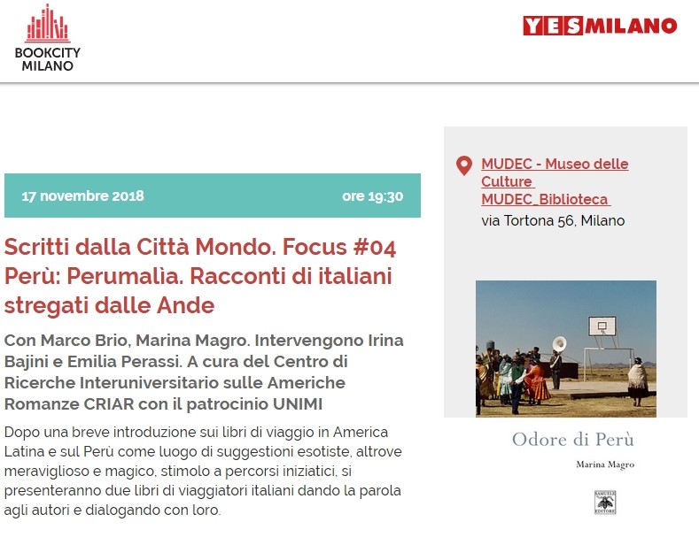 Scopri di più sull'articolo Odore di Perù a Book City – 17 novembre