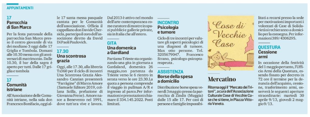 Scopri di più sull'articolo dal Piccolo del 27 aprile