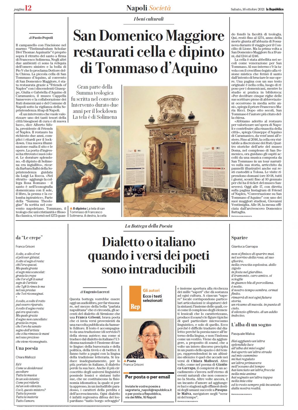 Scopri di più sull'articolo Le crepe su La Repubblica del 16 ottobre