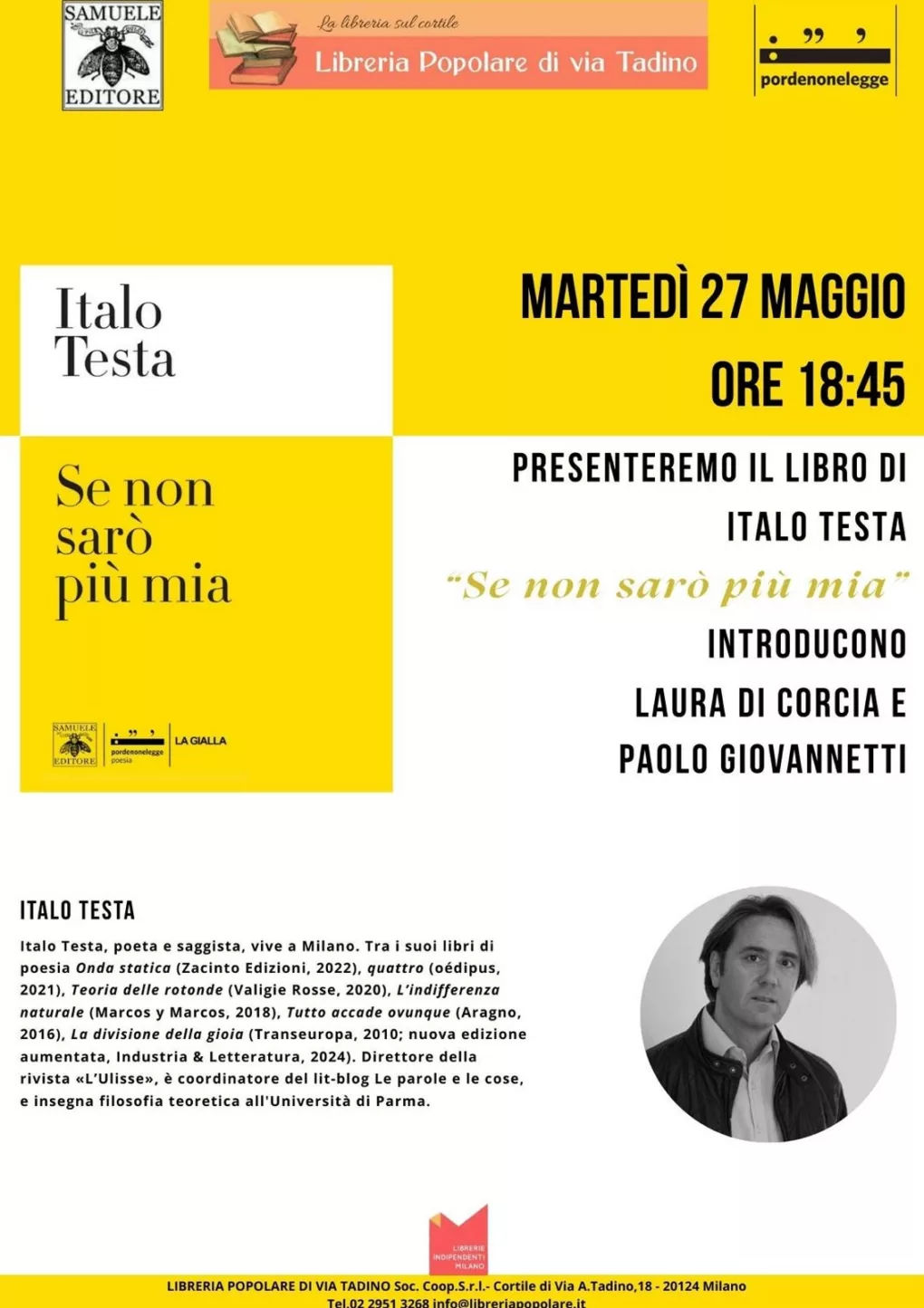 Scopri di più sull'articolo Se non sarò più mia a Milano – 27 maggio